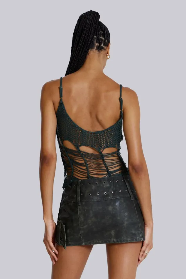 Zeta Knitted Top Khaki Women Jaded London Crop Tops