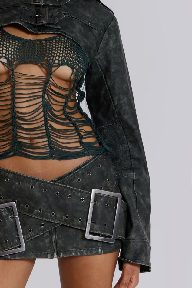 Zeta Knitted Top Khaki Women Jaded London Crop Tops